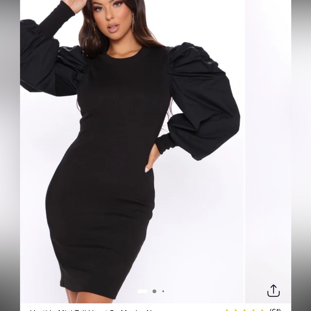 Fashion Nova Black Long Sleeve Dress
